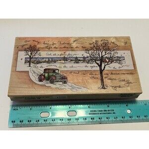 Home for Christmas Scene rubber stamp Stamps Happen D Morgan wood